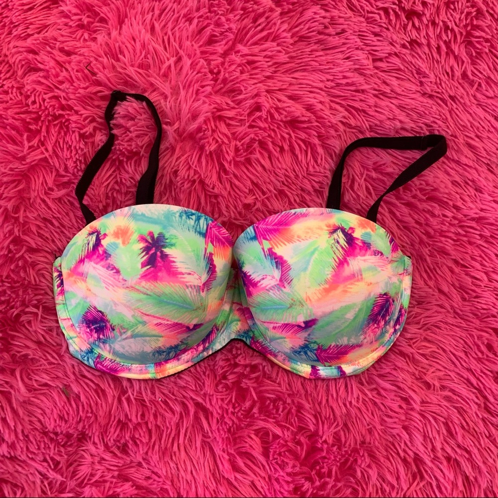 Victoria Secret PINK Bra 32 DD Push Up Tropical Underwire